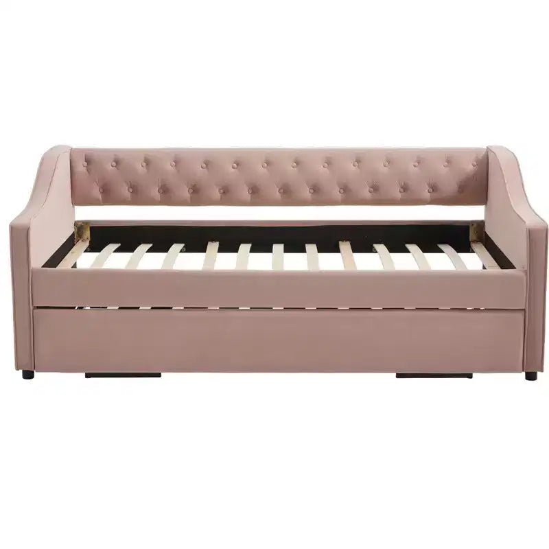Sofá cama individual con nido, sofá cama de terciopelo con puerto USB, bolsillos laterales, respaldo capitoné para dormitorio, sala de estar - ModernLuxe