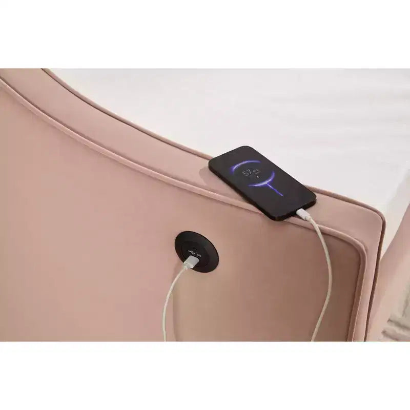 Sofá cama individual con nido, sofá cama de terciopelo con puerto USB, bolsillos laterales, respaldo capitoné para dormitorio, sala de estar - ModernLuxe