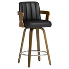 Bekrvio 29 Swivel Bar Stools Set of 1,Faux Leather Upholstered Bar Chairs with Back & Arm for Kitchen Island