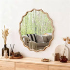 Espejo de pared decorativo redondo con diseño ondulado, espejo moderno para dormitorio, baño, sala de estar, entrada-Panipeachy