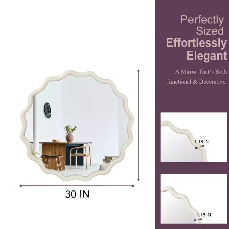 Espejo de pared decorativo redondo con diseño ondulado, espejo moderno para dormitorio, baño, sala de estar, entrada-Panipeachy