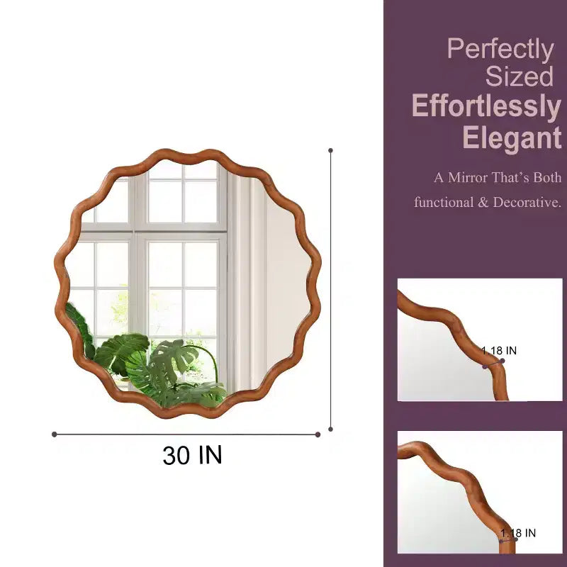 Espejo de pared decorativo redondo con diseño ondulado, espejo moderno para dormitorio, baño, sala de estar, entrada-Panipeachy