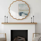 Espejo de pared decorativo redondo con diseño ondulado, espejo moderno para dormitorio, baño, sala de estar, entrada-Panipeachy