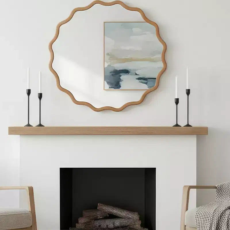 Espejo de pared decorativo redondo con diseño ondulado, espejo moderno para dormitorio, baño, sala de estar, entrada-Panipeachy