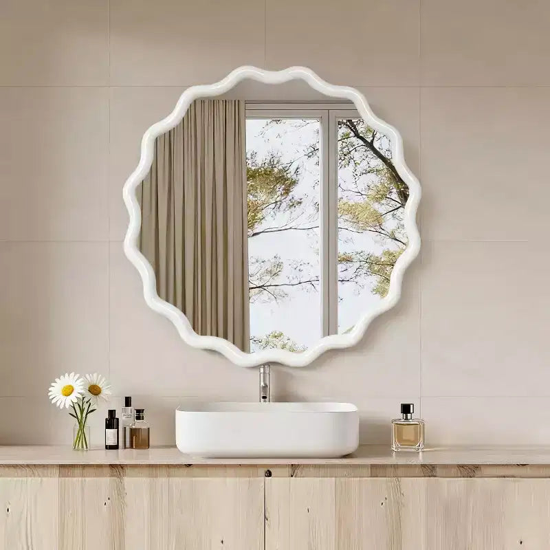 Espejo de pared decorativo redondo con diseño ondulado, espejo moderno para dormitorio, baño, sala de estar, entrada-Panipeachy