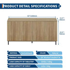 Aparador tipo bufé con 4 puertas, 63 pulgadas, diseño estriado moderno, mueble de almacenamiento tipo credenza para barra de café, mesa consola con estantes ajustables, roble