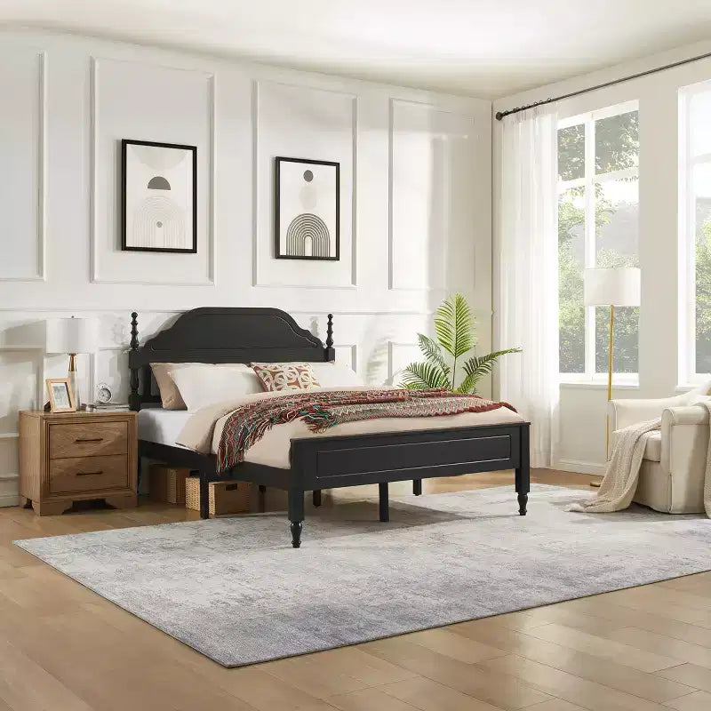 Base de Cama Queen con Cabecero Acolchado, Elegante Pieza Central para Dormitorio