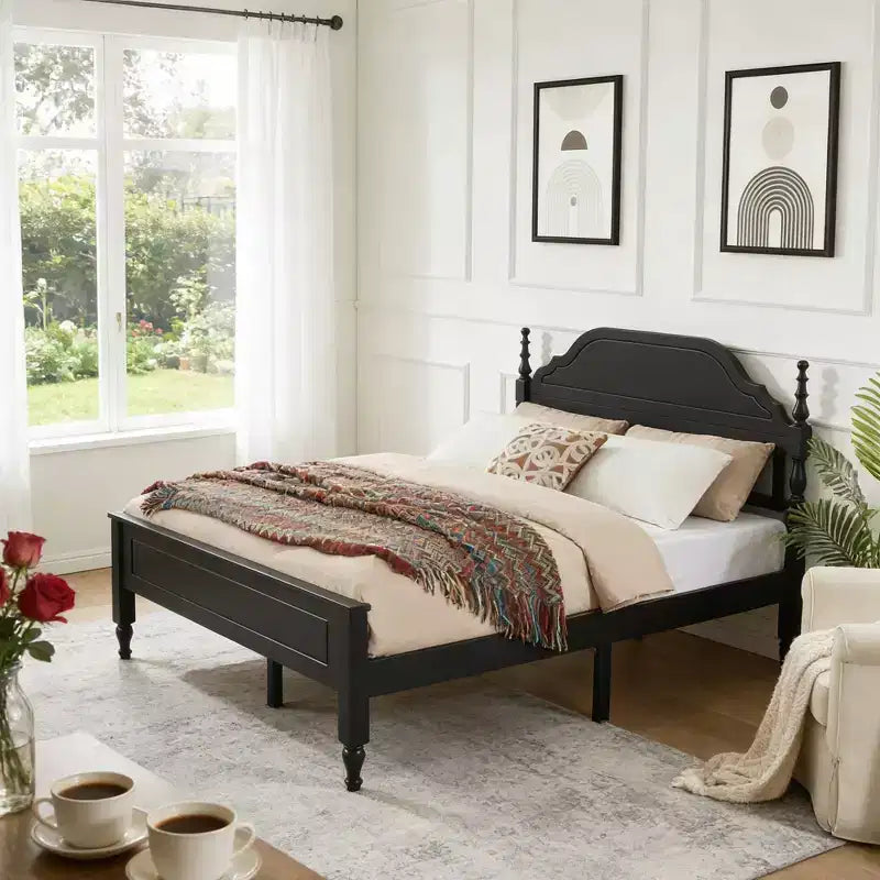 Base de Cama Queen con Cabecero Acolchado, Elegante Pieza Central para Dormitorio