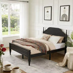 Base de Cama Queen con Cabecero Acolchado, Elegante Pieza Central para Dormitorio
