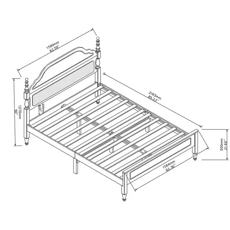 Base de Cama Queen con Cabecero Acolchado, Elegante Pieza Central para Dormitorio