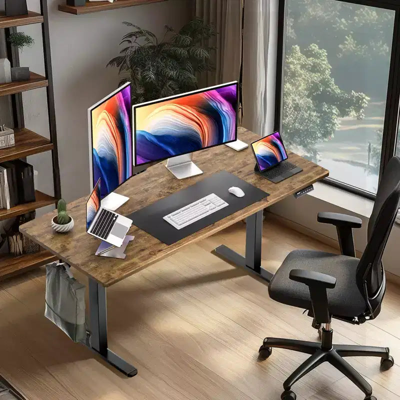 Escritorio elevador eléctrico ErGear de 63 x 28 pulgadas, escritorio eléctrico vertical de altura ajustable, escritorio de oficina eléctrico ergonómico, mesa de pie eléctrica.