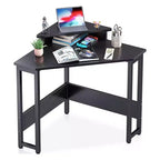 ODK B01XS01379-1 Modern Wooden Triangle Corner Fit Computer Workstation Desk with Durable Steel Frame and Raised Monitor Stand, White