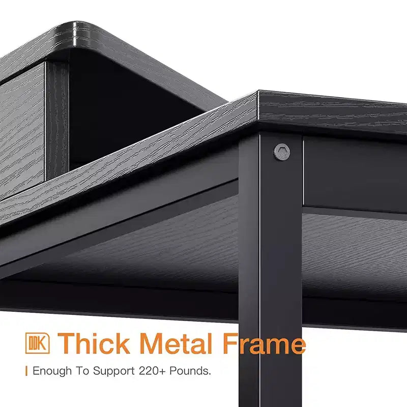 ODK B01XS01379-1 Escritorio esquinero moderno de madera con forma de triángulo, con marco de acero duradero y soporte elevado para monitor, color blanco
