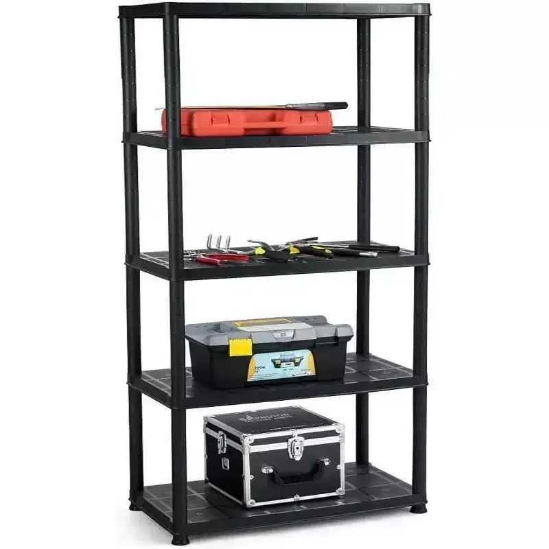 Gymax 1/2PC 5-Tier Freestanding Heavy Duty Storage Shelf Rack for Indoor & Outdoor Use Black