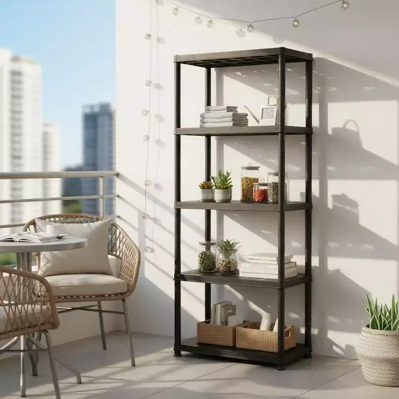 Gymax Estantería de almacenamiento resistente de 5 niveles, 1 o 2 unidades, de pie, para uso en interiores y exteriores, color negro