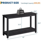 Mesa consola de 48 pulgadas con 2 estantes, almohadilla ajustable para los pies, organizador de almacenamiento de barra de madera, para patio, porche, jardín o patio trasero
