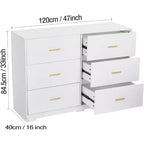 Cómoda Garvee para dormitorio con 6 cajones, cómoda con tiradores de metal, organizador de armario de madera para oficina en casa