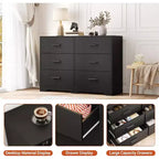 Cómoda Garvee para dormitorio con 6 cajones, cómoda con tiradores de metal, organizador de armario de madera para oficina en casa