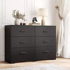 Cómoda Garvee para dormitorio con 6 cajones, cómoda con tiradores de metal, organizador de armario de madera para oficina en casa