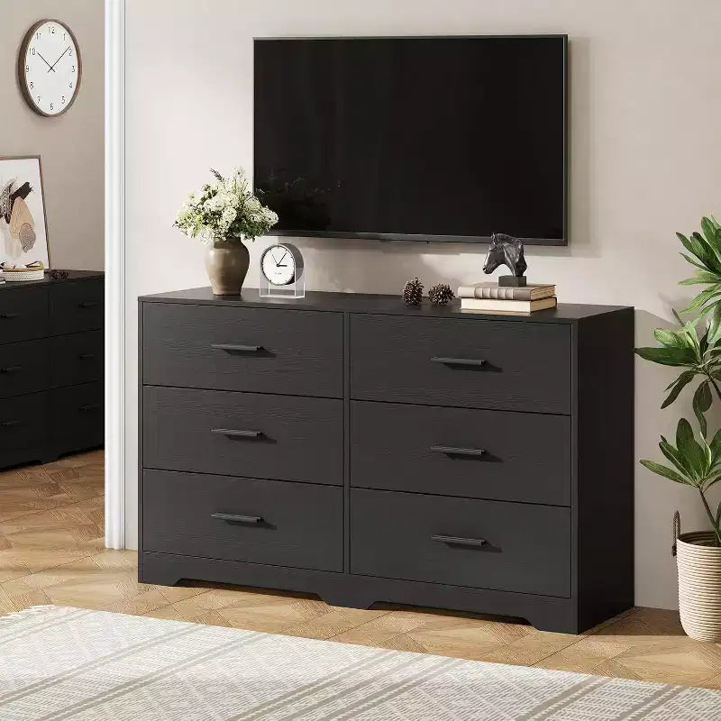Garvee Dresser for Bedroom with 6 Drawers, Chest of Drawers with Metal Handle, Wooden Cabinet Organizer for Home Office