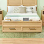 Base de Cama Plataforma Queen/King ModernLuxe con Cajones, Banco de Almacenamiento y Cabecero Geométrico 3D