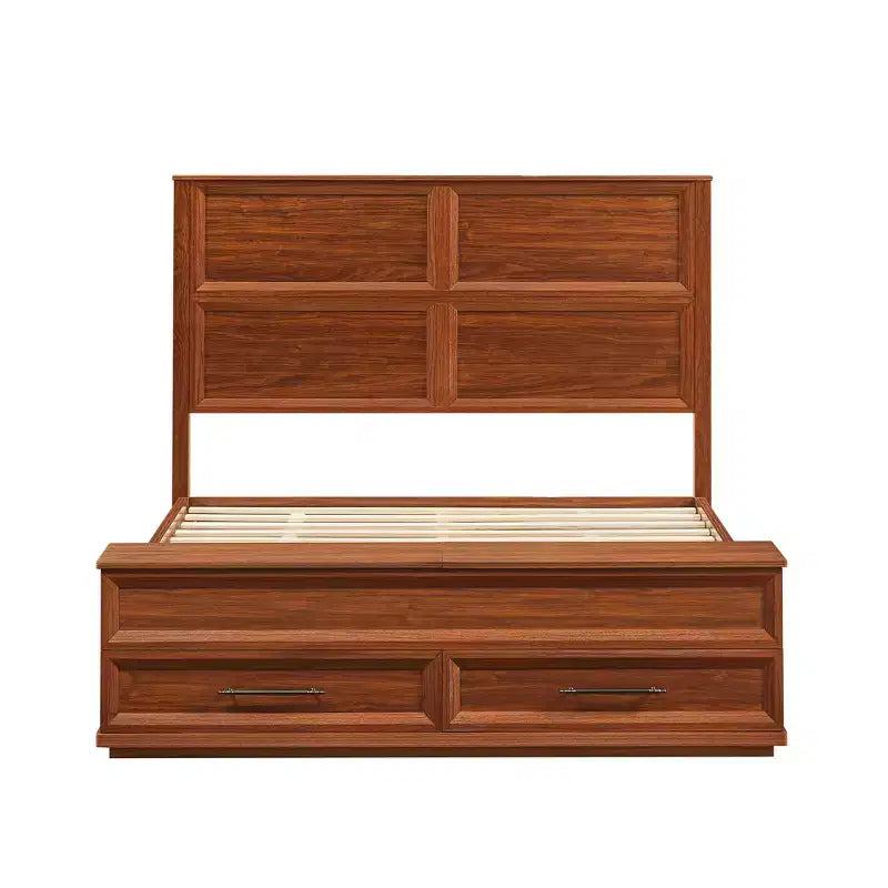 Base de Cama Plataforma Queen/King ModernLuxe con Cajones, Banco de Almacenamiento y Cabecero Geométrico 3D