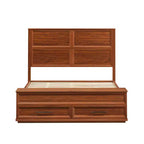 Base de Cama Plataforma Queen/King ModernLuxe con Cajones, Banco de Almacenamiento y Cabecero Geométrico 3D