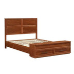Base de Cama Plataforma Queen/King ModernLuxe con Cajones, Banco de Almacenamiento y Cabecero Geométrico 3D