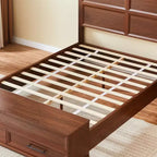 Base de Cama Plataforma Queen/King ModernLuxe con Cajones, Banco de Almacenamiento y Cabecero Geométrico 3D