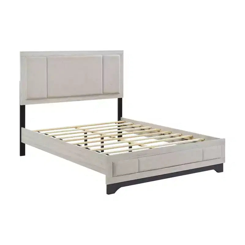 Cama con plataforma de madera contemporánea Harper de GDFStudio con cabecero tapizado