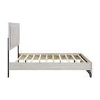 Cama con plataforma de madera contemporánea Harper de GDFStudio con cabecero tapizado