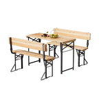 VINGLI Juego de mesas de picnic plegables de 70 pulgadas con bancos, mesa de banco de madera resistente a la intemperie para jardín de cerveza, mesa de camping portátil plegable de 3 piezas para barbacoa