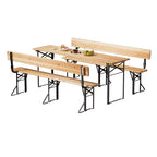 VINGLI Juego de mesas de picnic plegables de 70 pulgadas con bancos, mesa de banco de madera resistente a la intemperie para jardín de cerveza, mesa de camping portátil plegable de 3 piezas para barbacoa