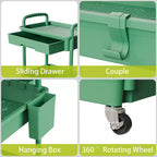 ALUCSET Carrito Organizador Rodante de 5 Niveles con Cajón, Carrito Organizador de Plástico con Ruedas, Ruedas con Bloqueo para Cocina, Baño, Oficina, Dormitorio