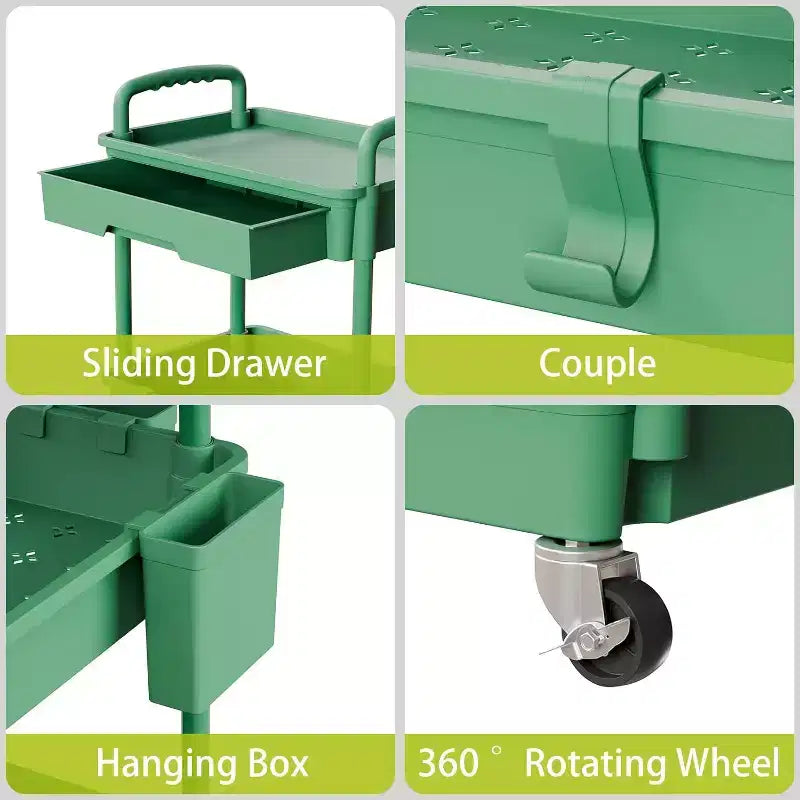 ALUCSET Carrito Organizador Rodante de 5 Niveles con Cajón, Carrito Organizador de Plástico con Ruedas, Ruedas con Bloqueo para Cocina, Baño, Oficina, Dormitorio