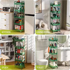ALUCSET Carrito Organizador Rodante de 5 Niveles con Cajón, Carrito Organizador de Plástico con Ruedas, Ruedas con Bloqueo para Cocina, Baño, Oficina, Dormitorio