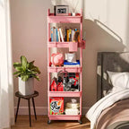 ALUCSET Carrito Organizador Rodante de 5 Niveles con Cajón, Carrito Organizador de Plástico con Ruedas, Ruedas con Bloqueo para Cocina, Baño, Oficina, Dormitorio