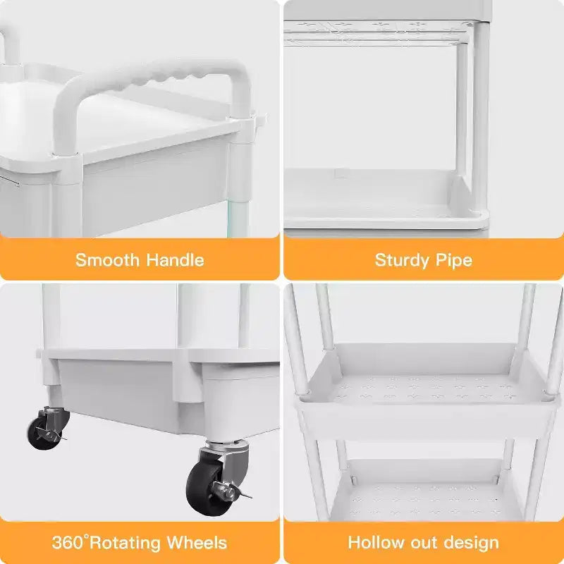 ALUCSET Carrito Organizador Rodante de 5 Niveles con Cajón, Carrito Organizador de Plástico con Ruedas, Ruedas con Bloqueo para Cocina, Baño, Oficina, Dormitorio