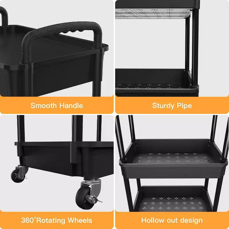 ALUCSET Carrito Organizador Rodante de 5 Niveles con Cajón, Carrito Organizador de Plástico con Ruedas, Ruedas con Bloqueo para Cocina, Baño, Oficina, Dormitorio