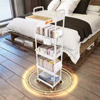 ALUCSET Carrito Organizador Rodante de 5 Niveles con Cajón, Carrito Organizador de Plástico con Ruedas, Ruedas con Bloqueo para Cocina, Baño, Oficina, Dormitorio