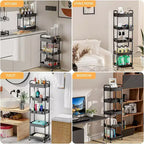 ALUCSET Carrito Organizador Rodante de 5 Niveles con Cajón, Carrito Organizador de Plástico con Ruedas, Ruedas con Bloqueo para Cocina, Baño, Oficina, Dormitorio
