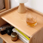 Mesa de Noche de Madera Maciza Natural Pura para Dormitorio y Sala de Estar