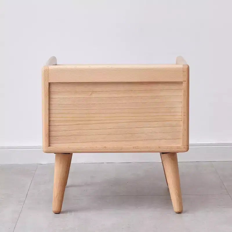 Mesa de Noche de Madera Maciza Natural Pura para Dormitorio y Sala de Estar