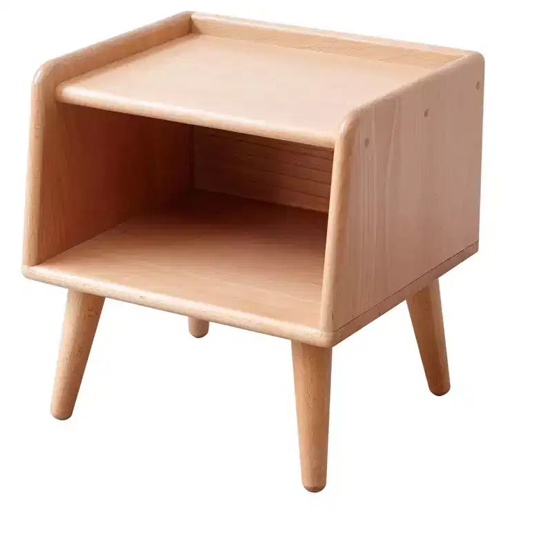 Mesa de Noche de Madera Maciza Natural Pura para Dormitorio y Sala de Estar