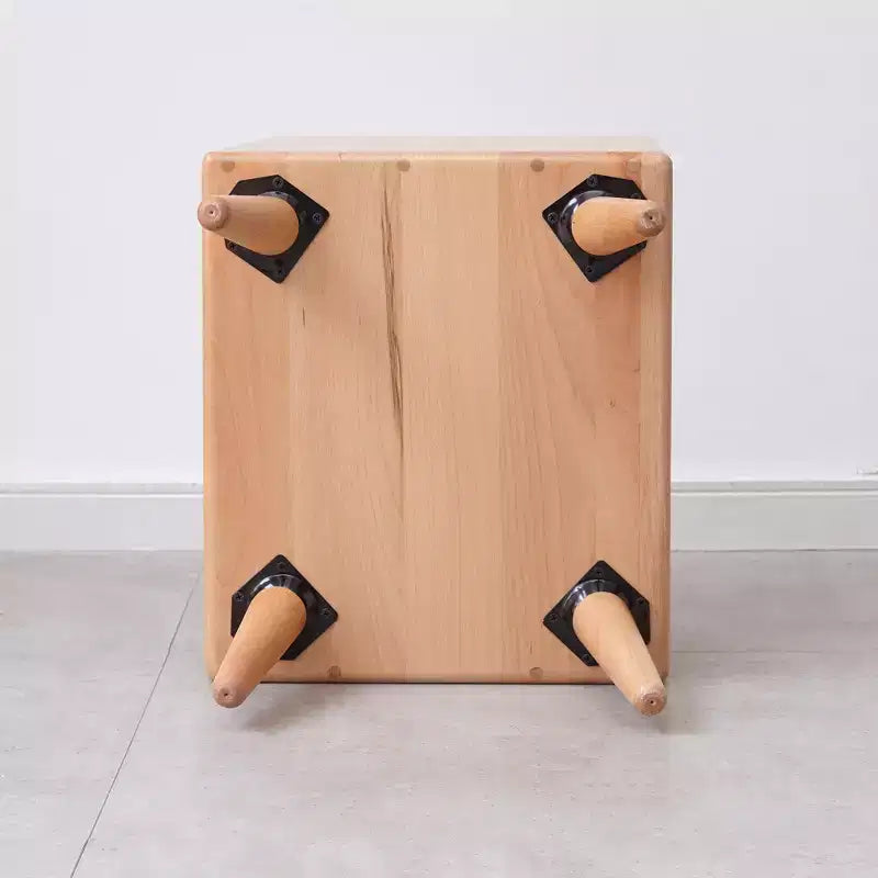 Mesa de Noche de Madera Maciza Natural Pura para Dormitorio y Sala de Estar