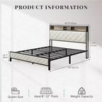 GDFStudio Roger — Base de cama de plataforma moderna con cabecero y pie de cama tapizados con almacenamiento