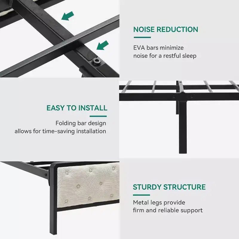 GDFStudio Roger — Base de cama de plataforma moderna con cabecero y pie de cama tapizados con almacenamiento