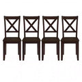 ROME + OAK X-Back Farmhouse Wooden Kitchen Dining Chair in Dark Brown, Set of 4
