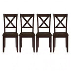 ROME + OAK X-Back Farmhouse Wooden Kitchen Dining Chair in Dark Brown, Set of 4