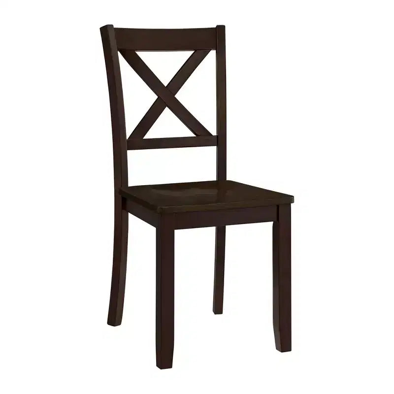 Sillas de comedor de madera ROME + OAK X-Back Farmhouse para cocina en marrón oscuro, juego de 4